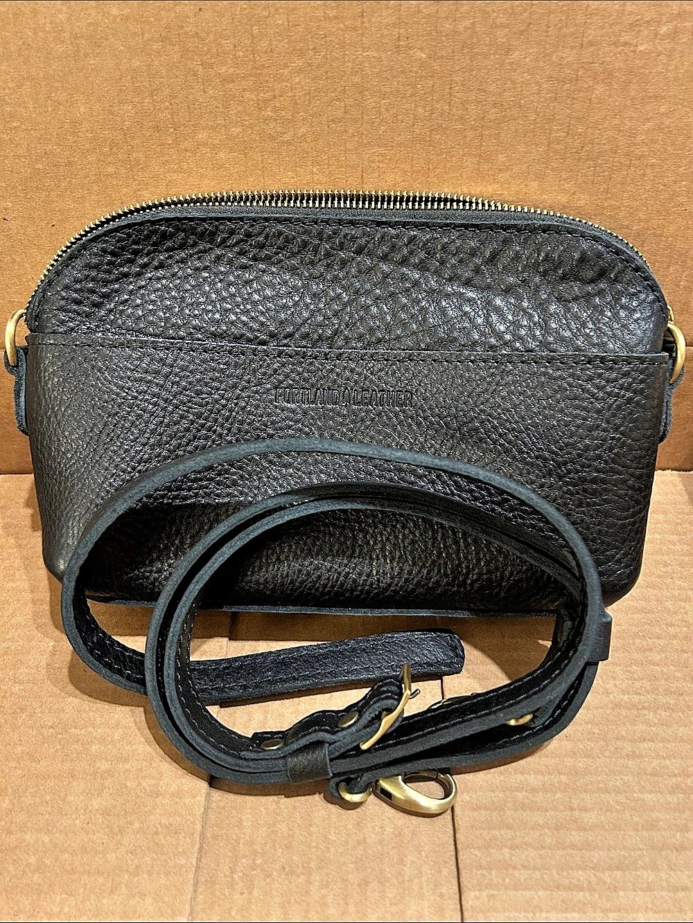 Portland Leather Goods Pebbled Crossbody Black Crossbody Bag